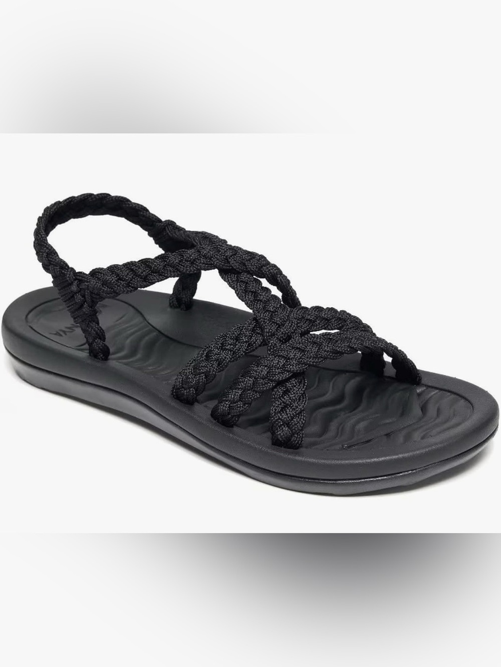 Megnya Women’s Walking Sandals Black with Braided Strap Size 9/40